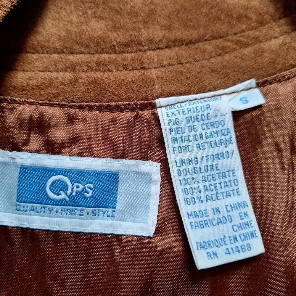 Golden Brown Suede Button-Up Jacket Small